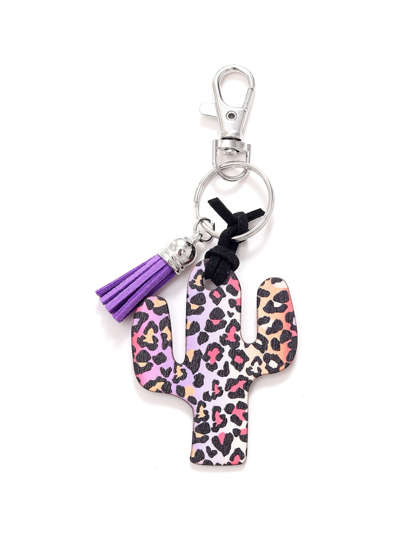 Wholesale Wooden Cactus Leopard Flower Rainbow Sunflower Stripe Printed Keychains